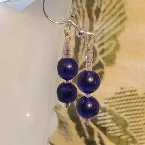 🖐 Purple & Lavender Glass Bead Earrings